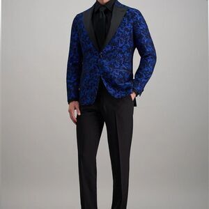 J.M. Haggar Floral Butterfly Camo Sport Coat Slim,Blue Jacquard, 38 Short,  NWT